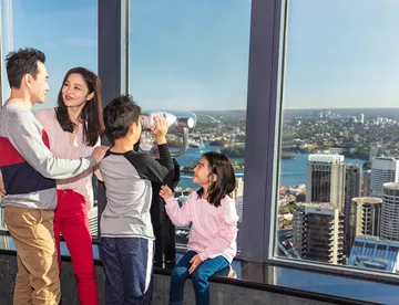 Family Enjoy Views From Observation Deck At Sydney Tower Eye