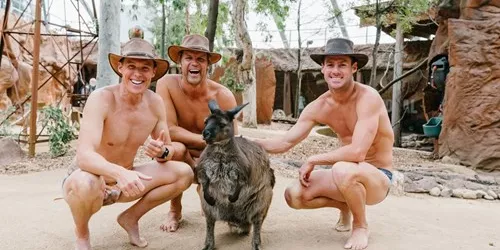 WLS The Bondi Rescue Lifeguards Meet Dot The Kangaroo For Some Back Scratches