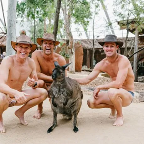 WLS The Bondi Rescue Lifeguards Meet Dot The Kangaroo For Some Back Scratches