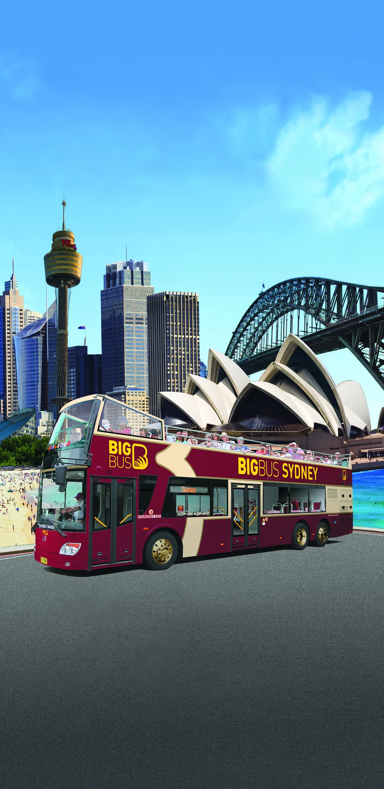 big bus in front of sydney