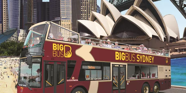 big bus in front of sydney
