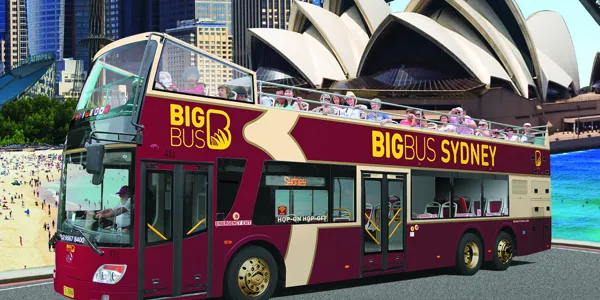 big bus in front of sydney